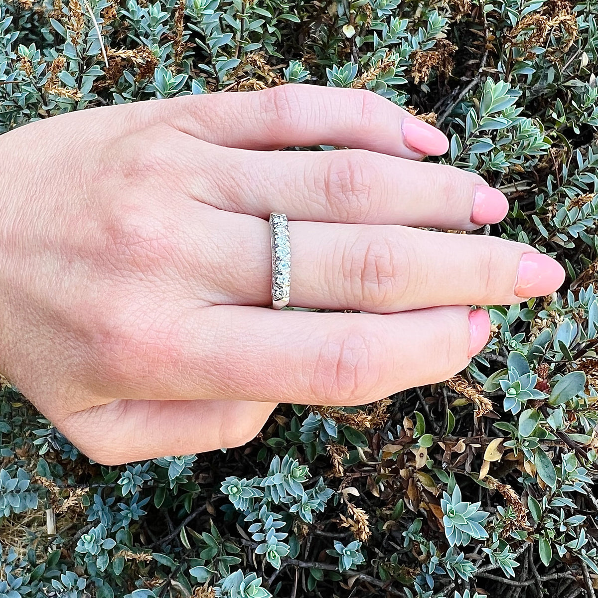 Vintage White Gold Diamond Wedding Band