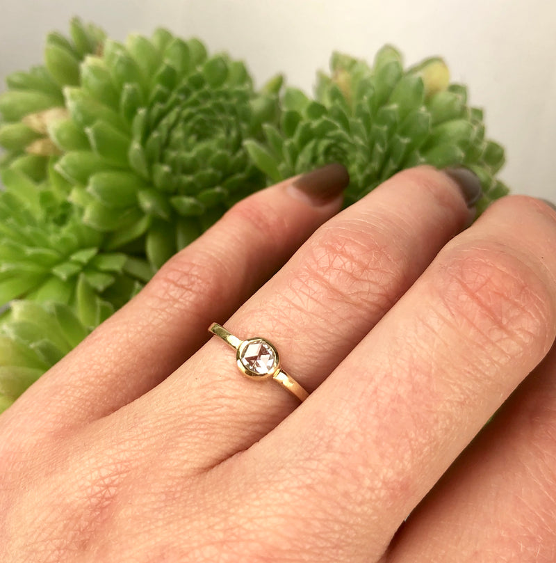Recycled Yellow Gold and Rose Cut Diamond Ring