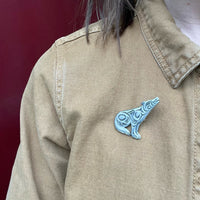 Powerful Pewter Wolf Brooch Marked Canada