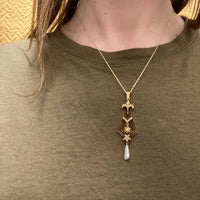 Exquisite Pearl and Diamond Lavalier Pendant