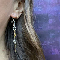 Vintage Brass & Silver Dangle Earrings by Brin