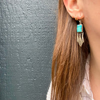 Fringed Turquoise & Silver Dangle Earrings