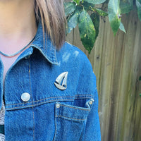 Breezy Sterling Silver Sailboat Brooch
