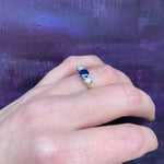 Gorgeous Sapphire and OEC Diamond 3 Stone Ring