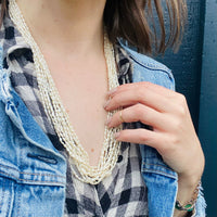 Freshwater Multi-Strand Pearl & Gold Clasp Necklace