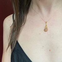 Dainty Engraved Gold Lavalier with Diamond