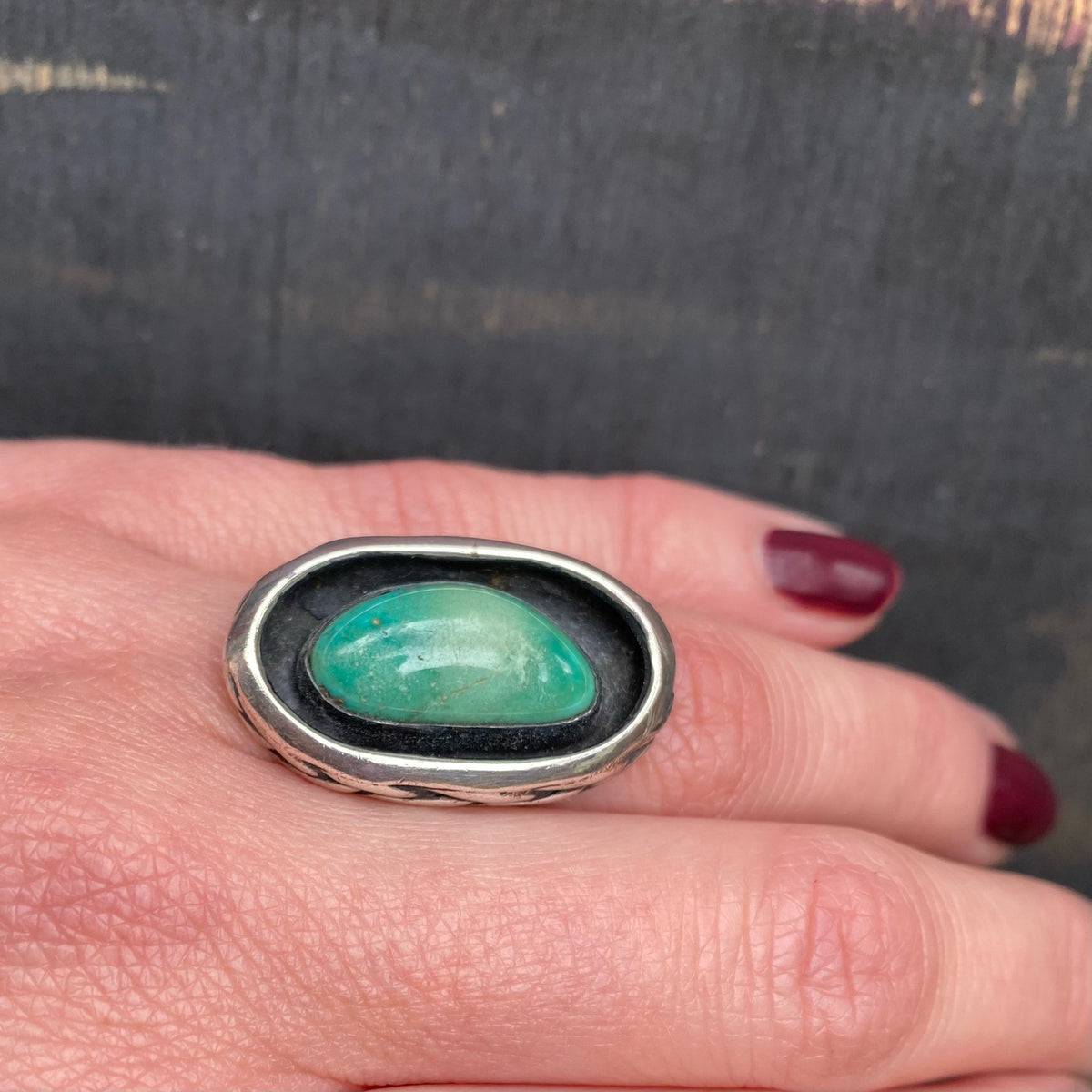 Green Turquoise Vintage Sterling Ring