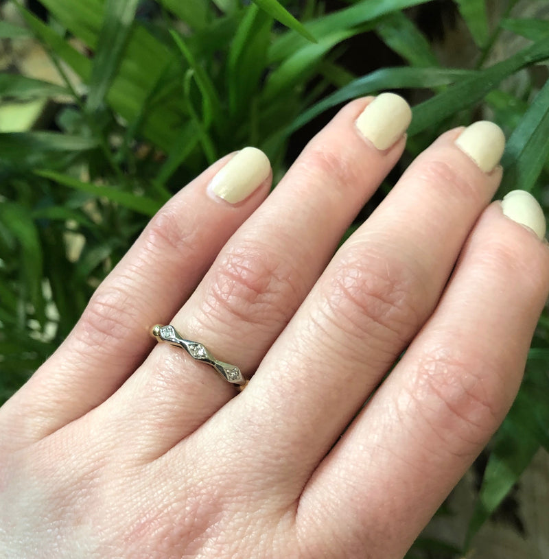 Geometric Two Tone Diamond Band