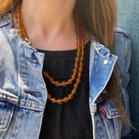 Carved Peking Glass Bead Necklace