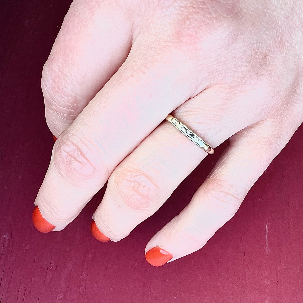 Petite Vintage Gold Diamond Band