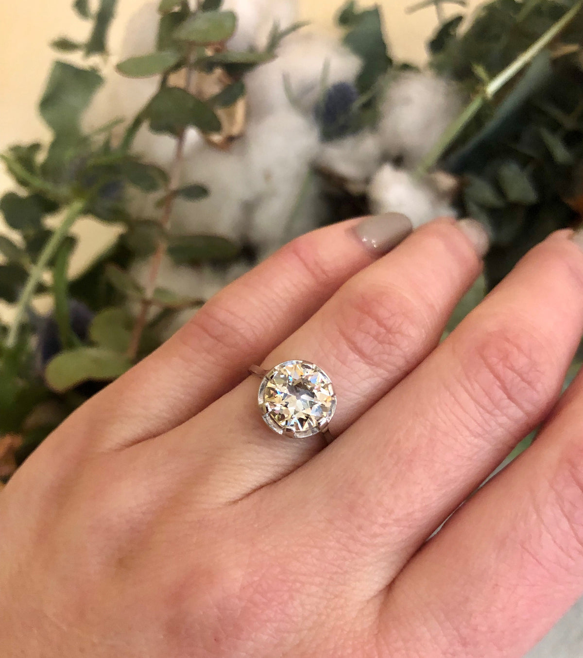 Stunning Platinum Deco 2.26 OEC Diamond Solitaire