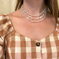 Prismatic Three Strand Glass Bead Necklace