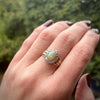 Colorful Opal in Old Mine Cut Diamond Halo Ring