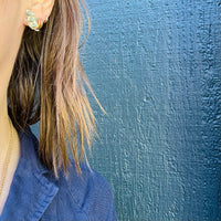Delicate Silver Leaf & Turquoise Studs