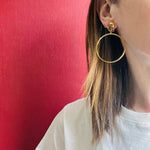 Fun Gold Tone Costume Hoops Signed Monet
