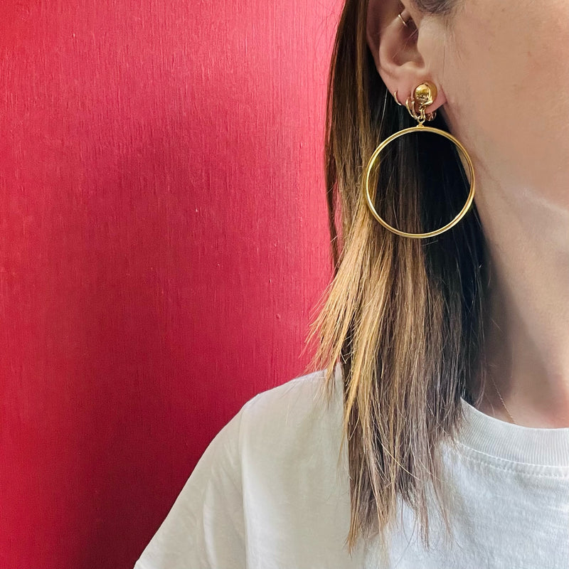 Fun Gold Tone Costume Hoops Signed Monet
