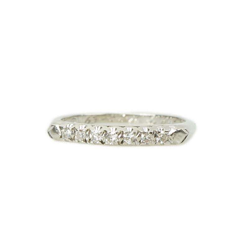 Vintage Diamond set White Gold Wedding Band