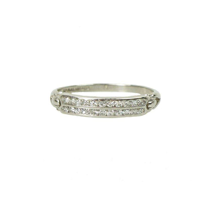 Vintage Platinum Double Row Channel Set Diamond Band