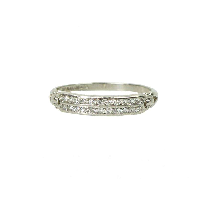 Vintage Platinum Double Row Channel Set Diamond Band