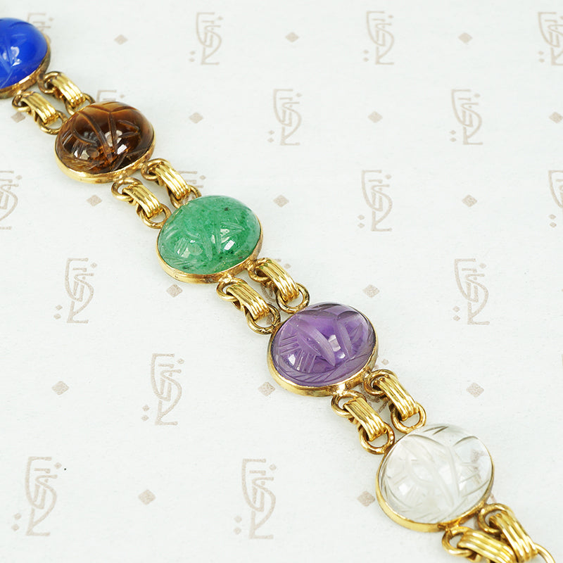 The Vintage 7 Stone Scarabs Bracelet