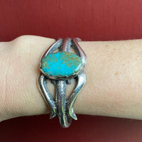 Mesmeric Turquoise in Sand Cast Silver Cuff