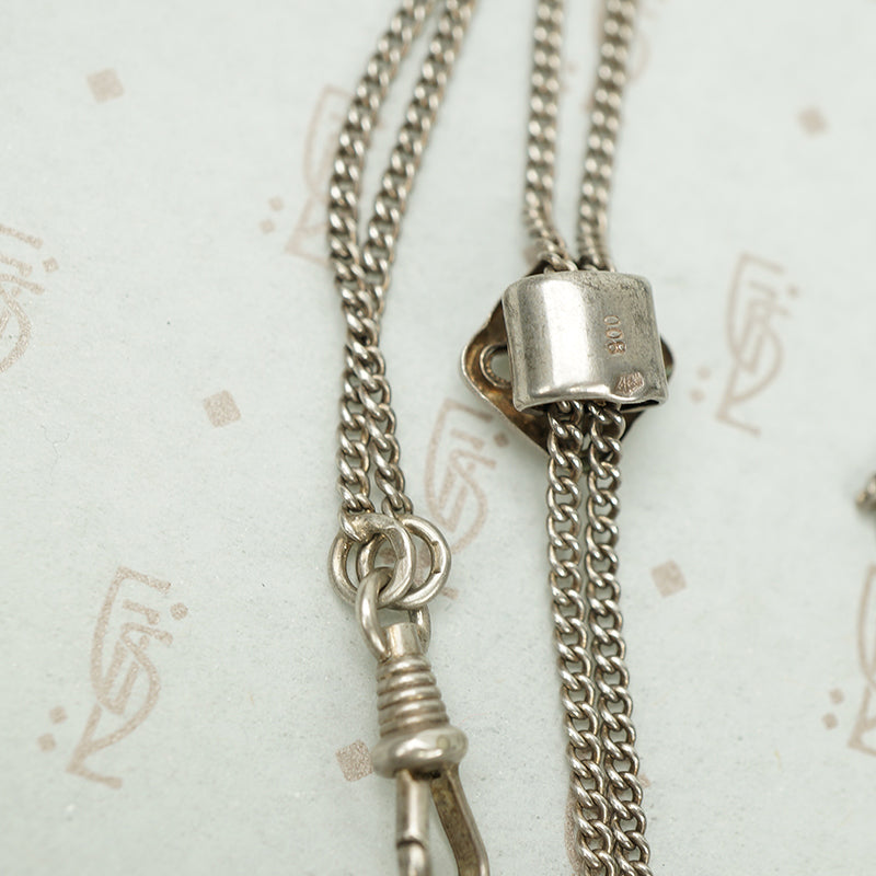Extra Long Silver Slide Watch Hook Chain Circa 1880