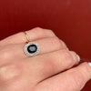 French Sapphire and Diamond Halo Ring