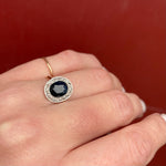 French Sapphire and Diamond Halo Ring