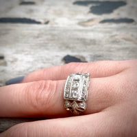 Glamorous Three Row Diamond Band with Bows