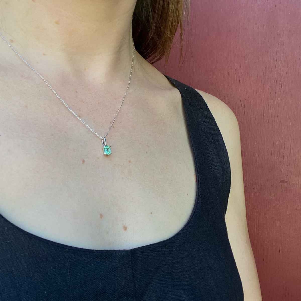 Fresh Emerald-Cut Emerald Solitaire Necklace by 720