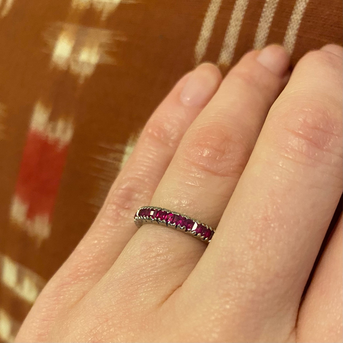 White Gold Ruby Eternity Band c. 1940