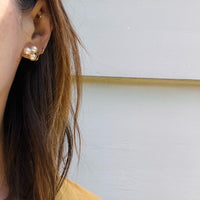 Adorable Pearl & Diamond Clover Stud Earrings