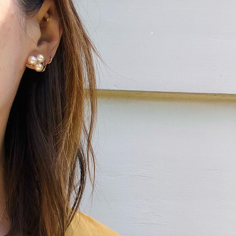 Adorable Pearl & Diamond Clover Stud Earrings