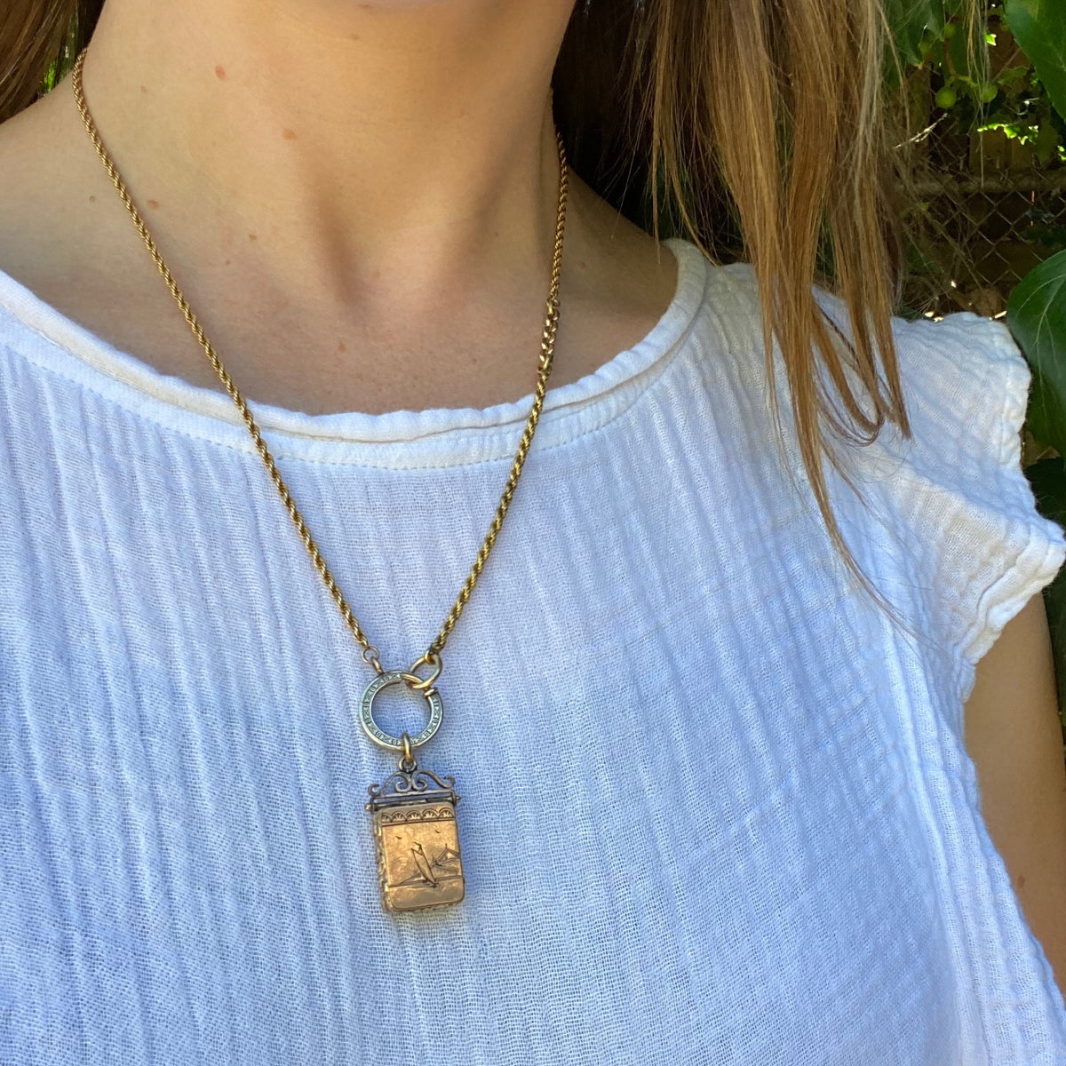 Gorgeous Gold Married Chain with Engraved Bolt Ring