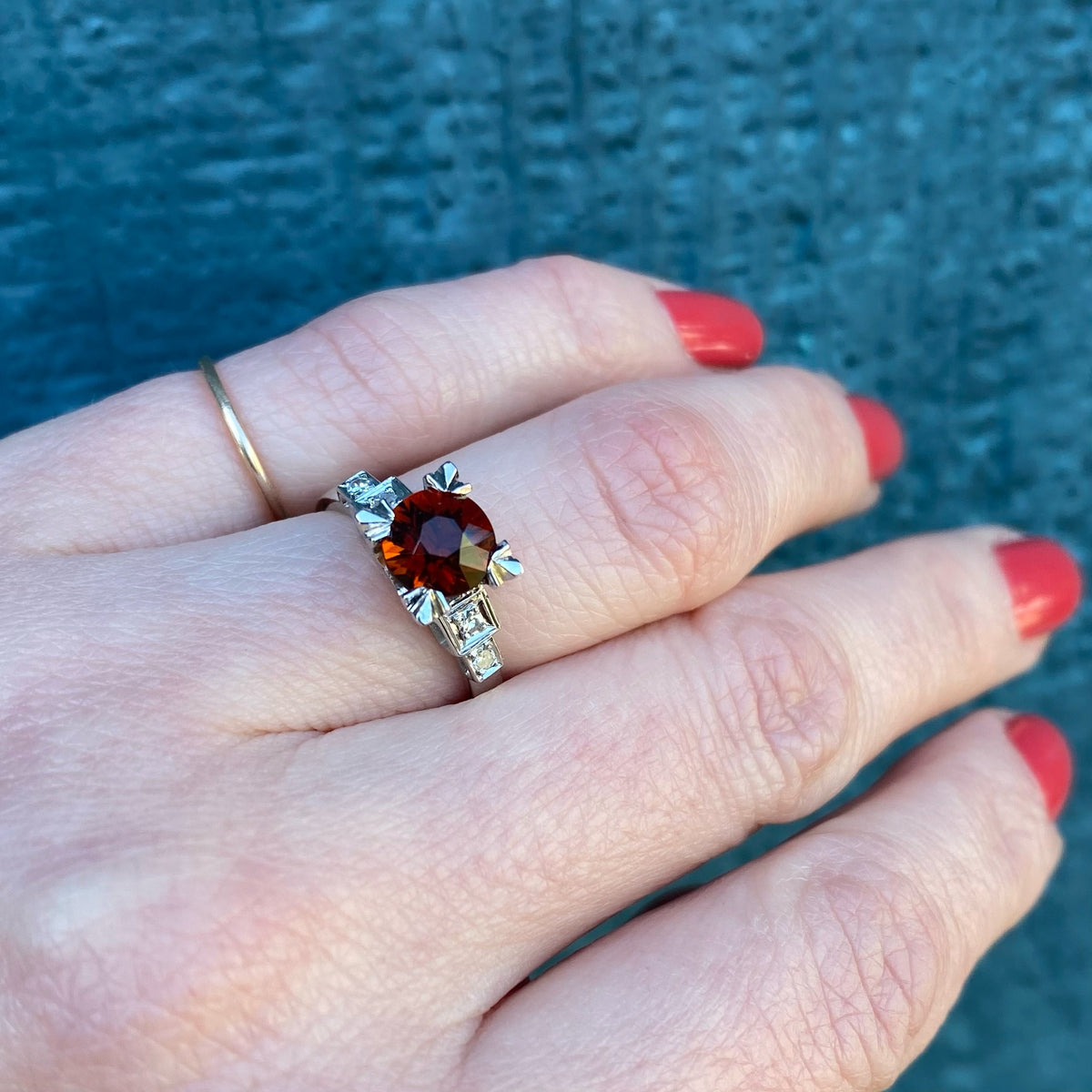 Industria Argentina Modernist Madeira Citrine & Platinum Ring