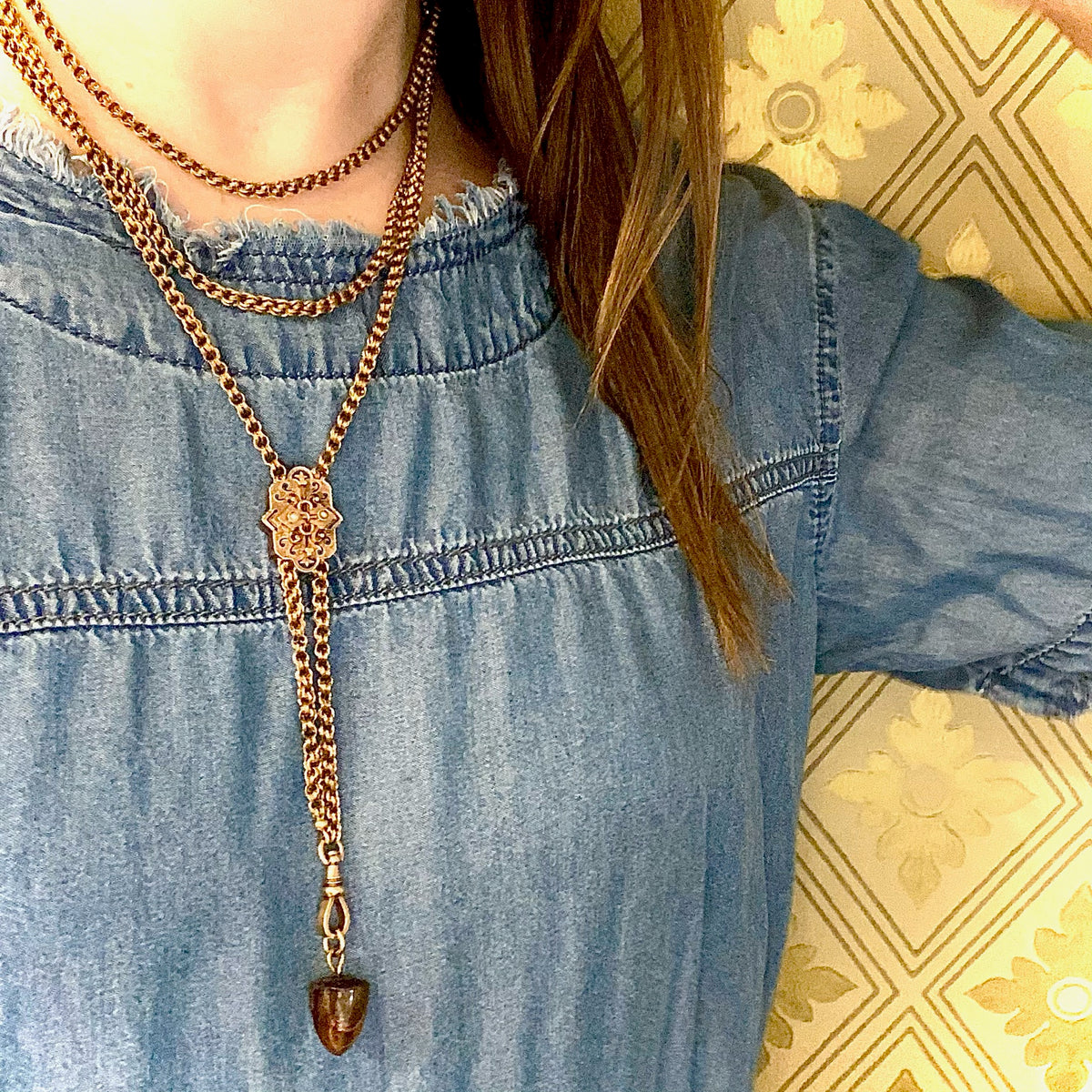 Large and Extra Long Antique Gold Slide Chain