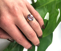 Vintage Rose Gold Buff Top Amethyst Ring