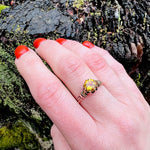 19thc Rosy Gold and Black Enamel Citrine Ring