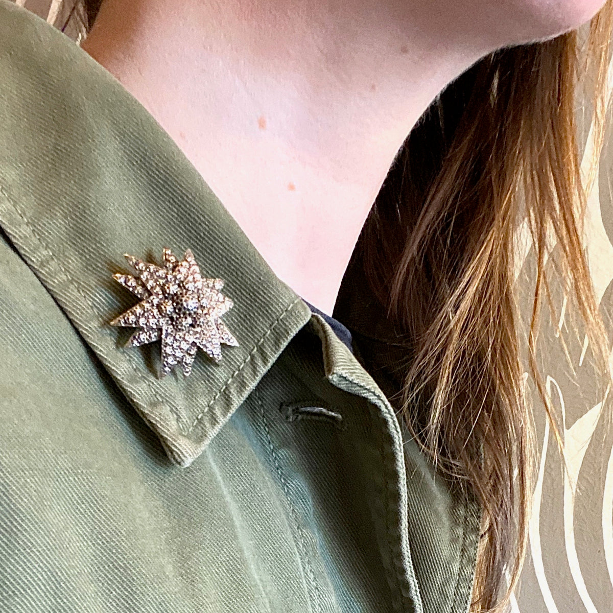 Antique Gold Gilt Silver Star Brooch
