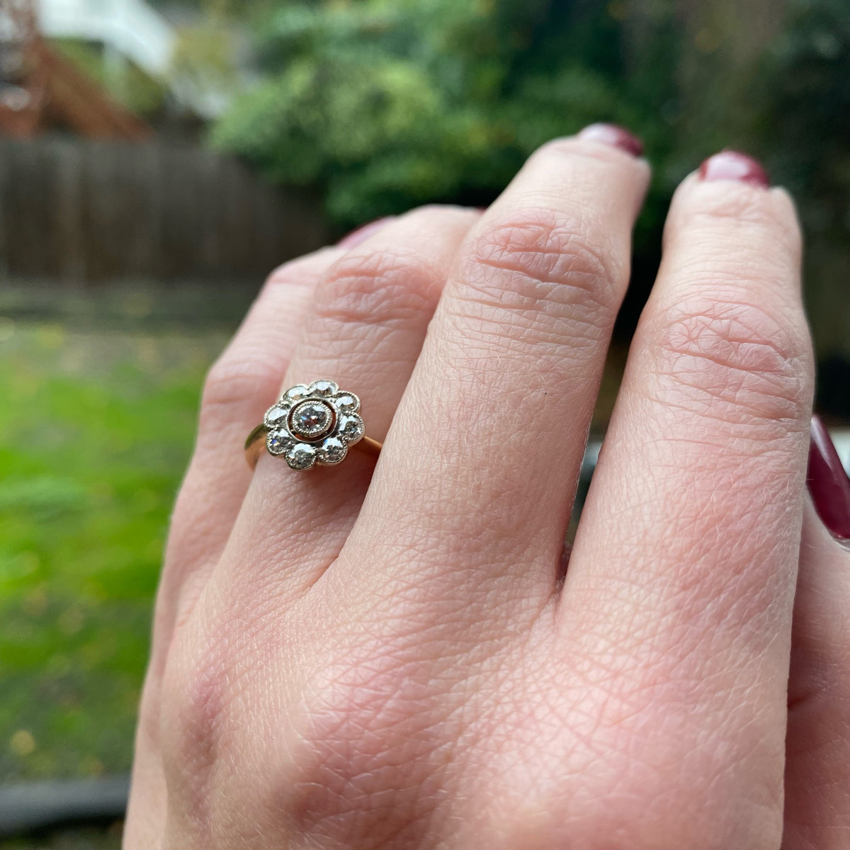 Heavenly Old Mine Diamond Halo Ring in 18ct & Platinum