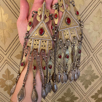 Exceptional Fire Gilded Silver Turkmen Earrings