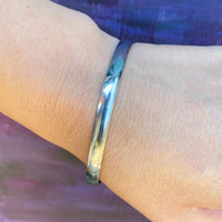 Lovely Mexican Half Round Sterling Silver Bangle