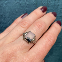 Picture Agate in 1920s Silver Buckle Ring