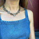 Ornate Engraved Link Necklace with Bolt Ring
