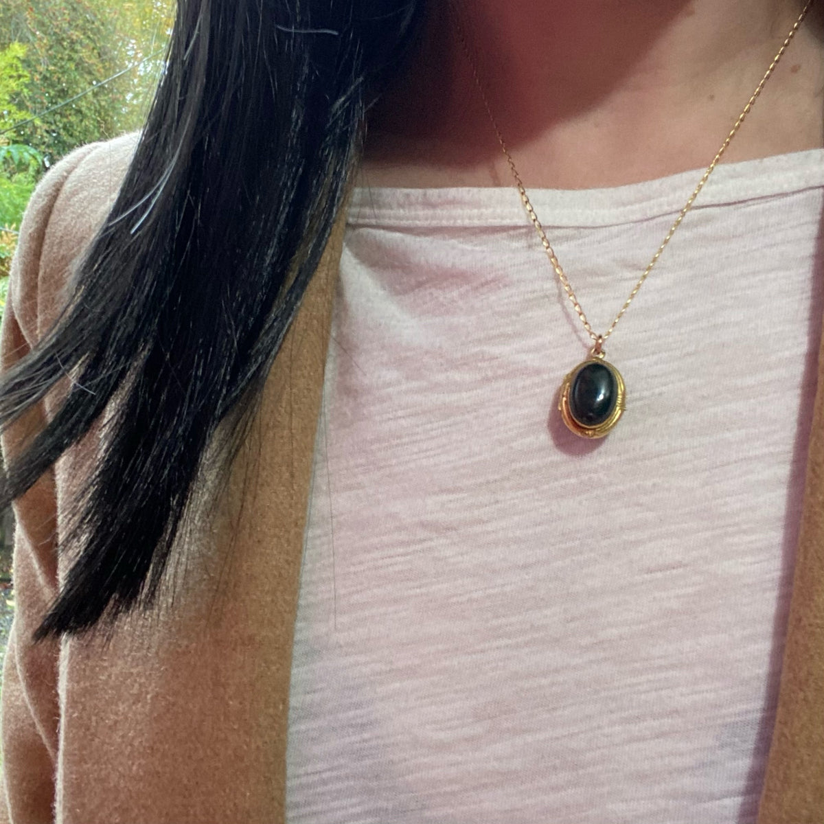 French Double-Sided Bloodstone Locket in 18k