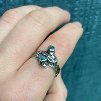Double Silver Snake Ring with Turquoise
