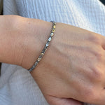 Mid Century Engraved Sterling Silver Bangle Bracelet
