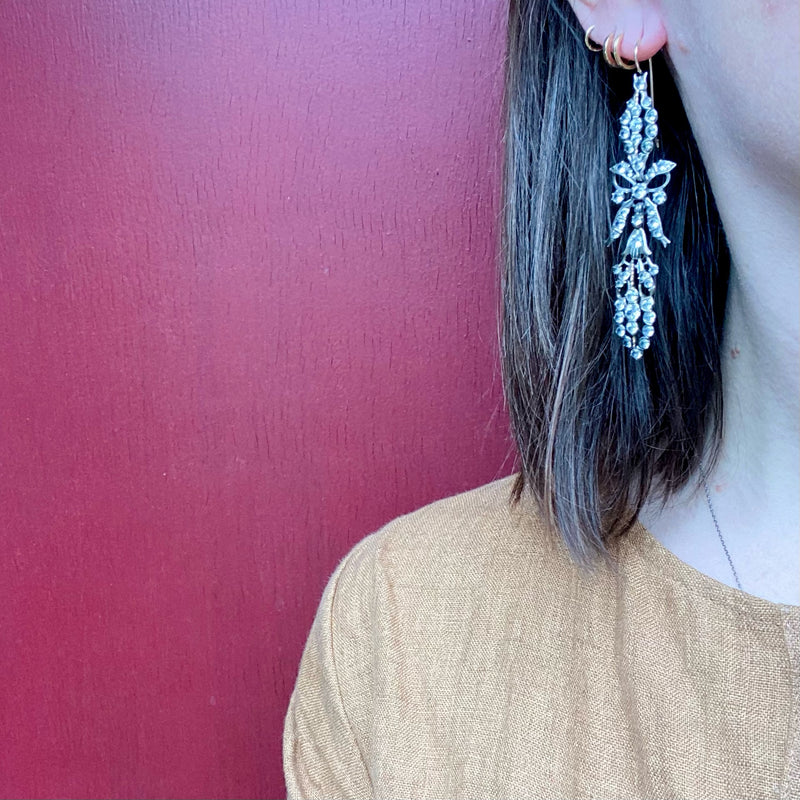 Dazzling Early Victorian Black Dot Paste Earrings