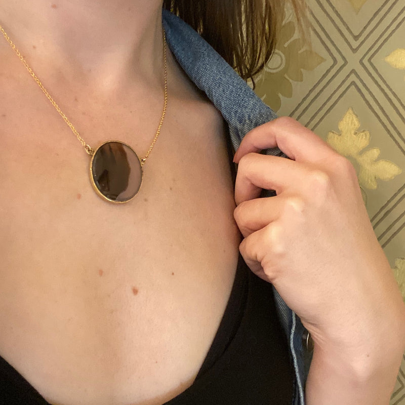 Coffee & Cream Georgian Agate Pendant