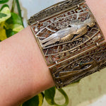 Vintage Egyptian Revival Silver Panel Bracelet